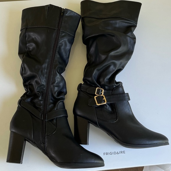 Jaclyn Smith Dover Tall Zip Up Heeled Black Slouch Boots - New without tag/box - Picture 4 of 8